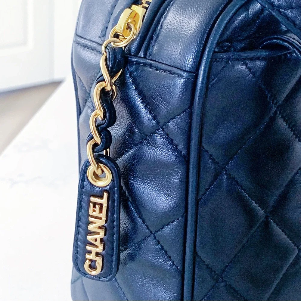 CHANEL Black Leather Gold Chain Small Top Handle Satchel Bag